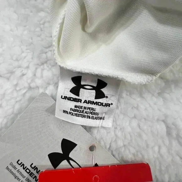 Under Armour Women Med Polo White Kelly-Green Tank Heat Gear Golf Athleisure NEW - Picture 8 of 9